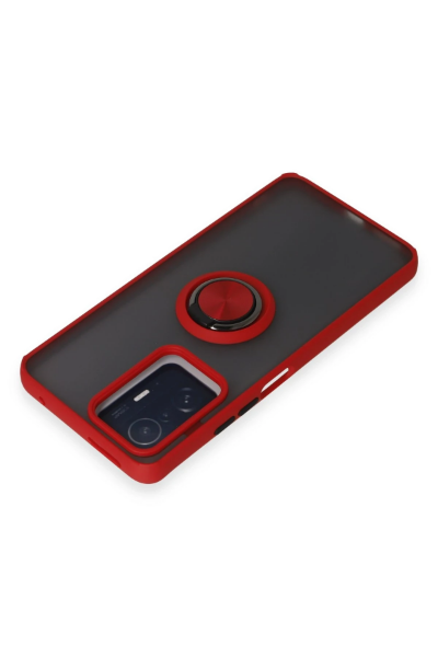 Newface Xiaomi Mi 11T Pro Kılıf Montreal Yüzüklü Silikon Kapak - Kırmızı resmi
