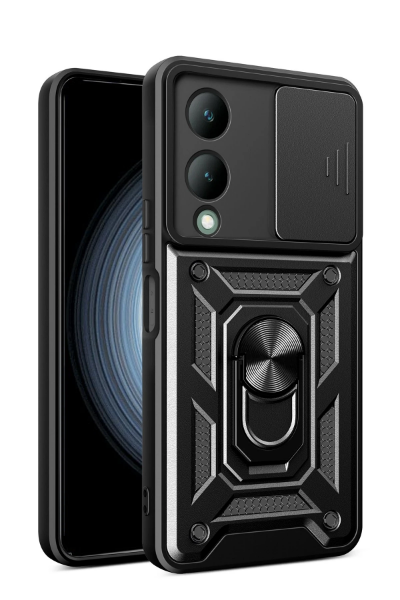 Newface Vivo Y17S Kılıf Pars Lens Yüzüklü Silikon - Siyah resmi