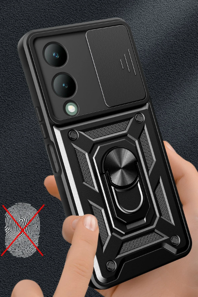 Newface Vivo Y17S Kılıf Pars Lens Yüzüklü Silikon - Kırmızı resmi