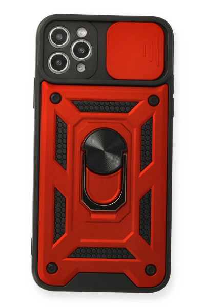 Newface iPhone 11 Pro Max Kılıf Pars Lens Yüzüklü Silikon - Kırmızı resmi