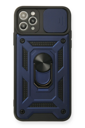 Newface iPhone 11 Pro Max Kılıf Pars Lens Yüzüklü Silikon - Lacivert resmi