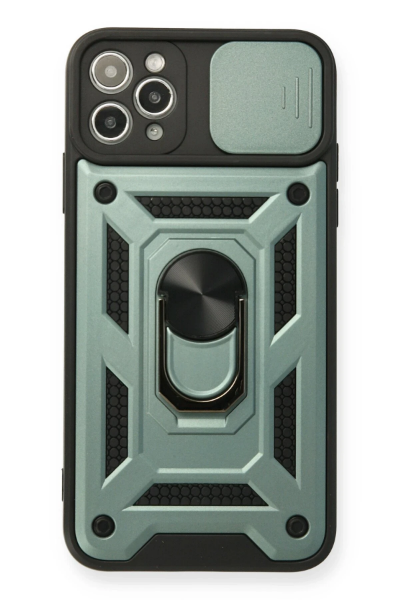 Newface iPhone 11 Pro Max Kılıf Pars Lens Yüzüklü Silikon - Yeşil resmi