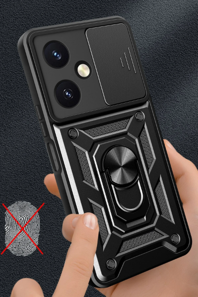 Newface Vivo Y27 Kılıf Pars Lens Yüzüklü Silikon - Kırmızı resmi