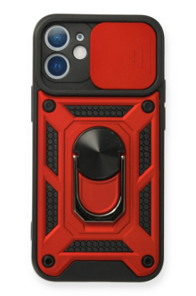 Newface iPhone 12 Kılıf Pars Lens Yüzüklü Silikon - Kırmızı resmi