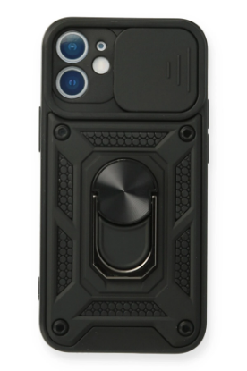 Newface iPhone 12 Mini Kılıf Pars Lens Yüzüklü Silikon - Siyah resmi