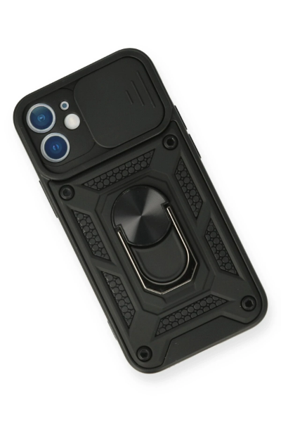 Newface iPhone 12 Mini Kılıf Pars Lens Yüzüklü Silikon - Siyah resmi