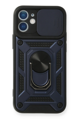 Newface iPhone 12 Mini Kılıf Pars Lens Yüzüklü Silikon - Lacivert resmi