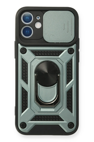 Newface iPhone 12 Mini Kılıf Pars Lens Yüzüklü Silikon - Yeşil resmi