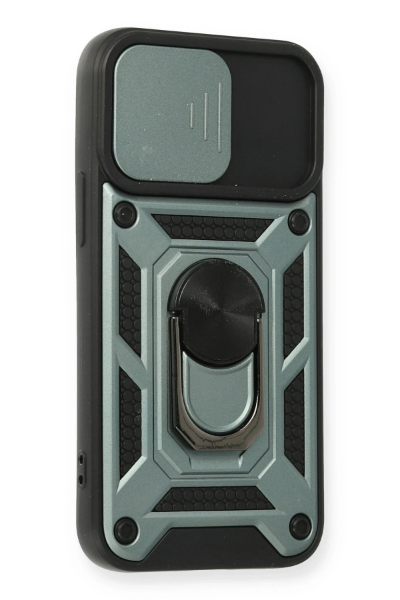 Newface iPhone 12 Mini Kılıf Pars Lens Yüzüklü Silikon - Yeşil resmi