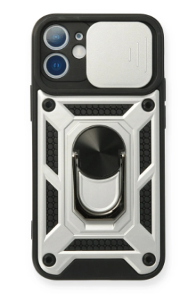 Newface iPhone 12 Mini Kılıf Pars Lens Yüzüklü Silikon - Gümüş resmi