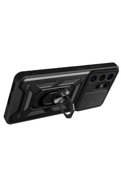 Newface Samsung Galaxy S24 Ultra Kılıf Pars Lens Yüzüklü Silikon - Kırmızı resmi