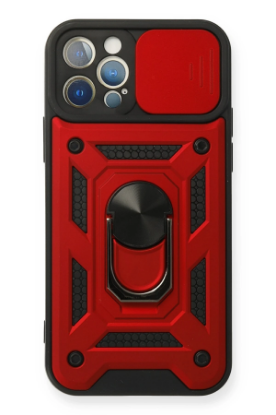 Newface iPhone 12 Pro Kılıf Pars Lens Yüzüklü Silikon - Kırmızı resmi