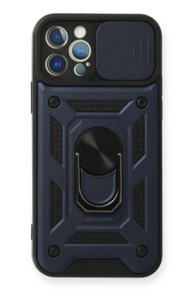 Newface iPhone 12 Pro Kılıf Pars Lens Yüzüklü Silikon - Lacivert resmi