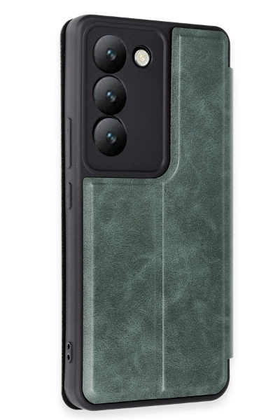 Newface Vivo V30 Lite 4G Kılıf Flip Cover - Koyu Yeşil resmi
