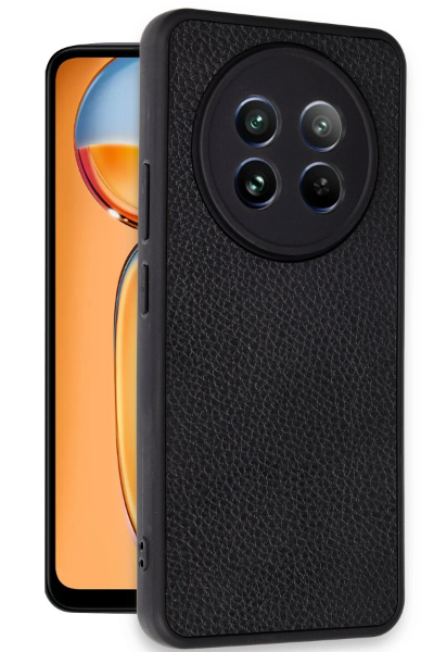Newface Realme 12 5G Kılıf Aras Deri Kapak - Siyah resmi