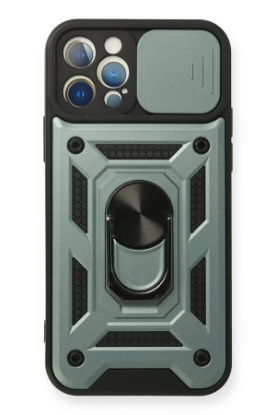 Newface iPhone 12 Pro Kılıf Pars Lens Yüzüklü Silikon - Yeşil resmi