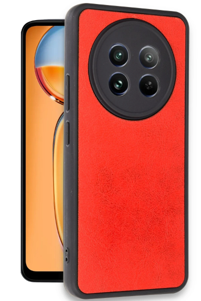 Newface Realme 12 5G Kılıf Aras Deri Kapak - Kırmızı resmi
