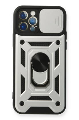 Newface iPhone 12 Pro Kılıf Pars Lens Yüzüklü Silikon - Gümüş resmi