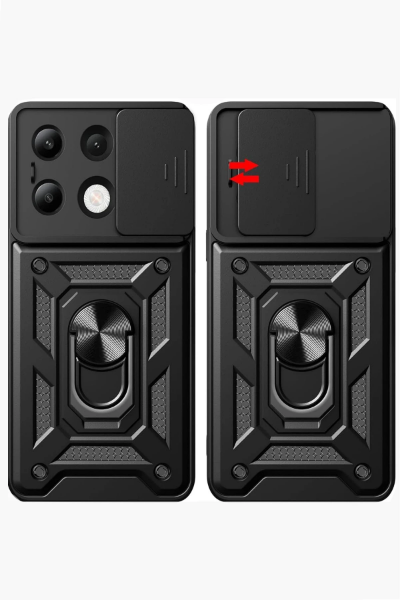 Newface Xiaomi Redmi Note 13 4G Kılıf Pars Lens Yüzüklü Silikon - Siyah resmi