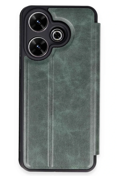 Newface Xiaomi Redmi 13 4G Kılıf Flip Cover - Koyu Yeşil resmi