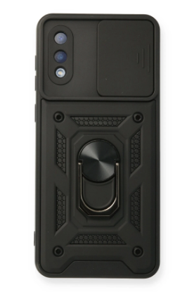 Newface Samsung Galaxy A02 Kılıf Pars Lens Yüzüklü Silikon - Siyah resmi