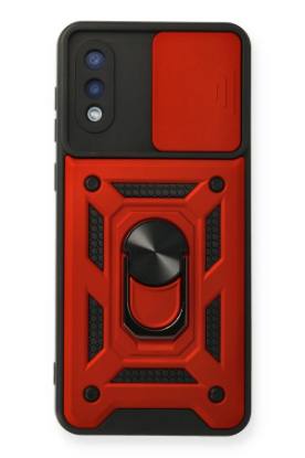 Newface Samsung Galaxy A02 Kılıf Pars Lens Yüzüklü Silikon - Kırmızı resmi