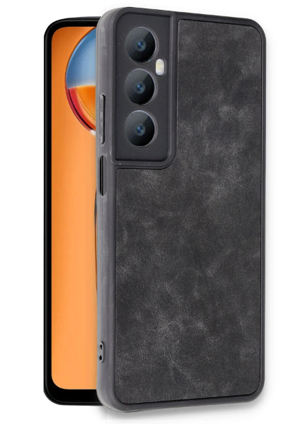 Newface Realme C65 Kılıf Aras Deri Kapak - Siyah resmi