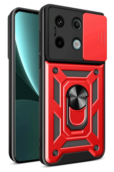 Newface Xiaomi Redmi Note 13 Pro 4G Pars Lens Yüzüklü Silikon - Kırmızı resmi