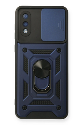 Newface Samsung Galaxy A02 Kılıf Pars Lens Yüzüklü Silikon - Lacivert resmi
