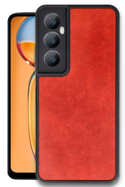 Newface Realme C65 Kılıf Aras Deri Kapak - Kırmızı resmi