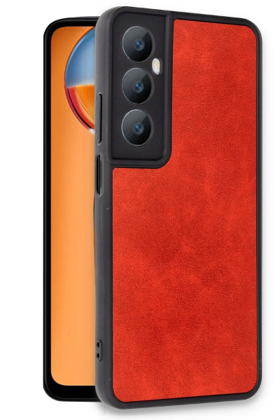 Newface Realme C65 Kılıf Aras Deri Kapak - Kırmızı resmi