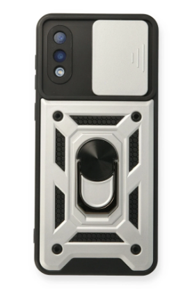 Newface Samsung Galaxy A02 Kılıf Pars Lens Yüzüklü Silikon - Gümüş resmi