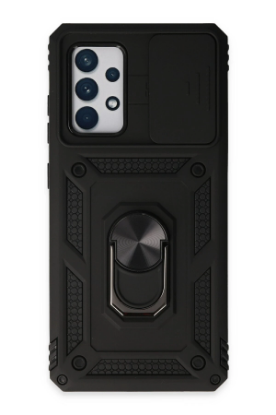 Newface Samsung Galaxy A52 Kılıf Pars Lens Yüzüklü Silikon - Siyah resmi