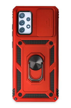 Newface Samsung Galaxy A52 Kılıf Pars Lens Yüzüklü Silikon - Kırmızı resmi