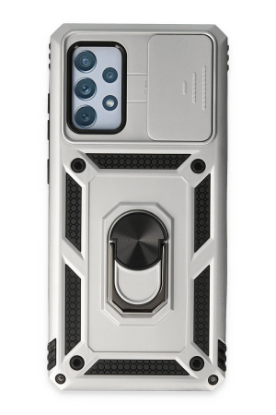 Newface Samsung Galaxy A52 Kılıf Pars Lens Yüzüklü Silikon - Gümüş resmi