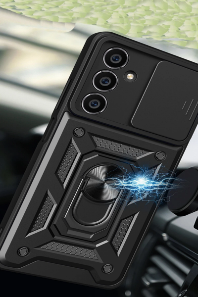 Newface Samsung Galaxy A25 5G Kılıf Pars Lens Yüzüklü Silikon - Lacivert resmi