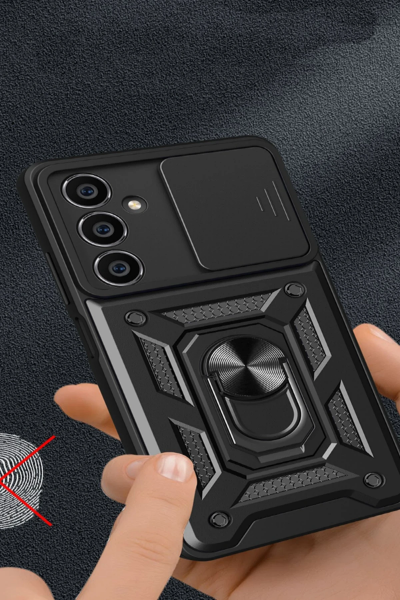 Newface Samsung Galaxy A25 5G Kılıf Pars Lens Yüzüklü Silikon - Lacivert resmi