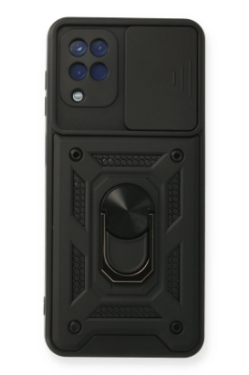 Newface Samsung Galaxy A12 Kılıf Pars Lens Yüzüklü Silikon - Siyah resmi