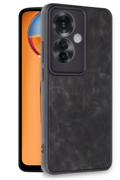 Newface Oppo Reno 11F Kılıf Aras Deri Kapak - Siyah resmi