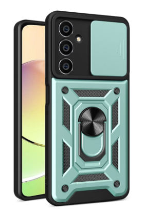 Newface Samsung Galaxy A35 5G Kılıf Pars Lens Yüzüklü Silikon - Yeşil resmi