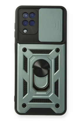 Newface Samsung Galaxy A12 Kılıf Pars Lens Yüzüklü Silikon - Yeşil resmi