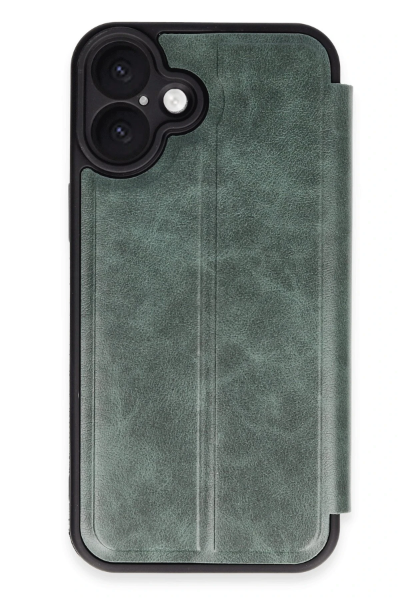 Newface iPhone 16 Plus Kılıf Flip Cover - Koyu Yeşil resmi