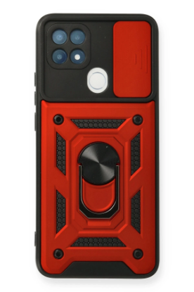 Newface Oppo A15 Kılıf Pars Lens Yüzüklü Silikon - Kırmızı resmi