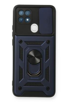 Newface Oppo A15 Kılıf Pars Lens Yüzüklü Silikon - Lacivert resmi