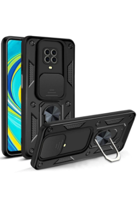 Newface Xiaomi Redmi Note 9 Pro Kılıf Pars Lens Yüzüklü Silikon - Siyah resmi