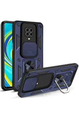 Newface Xiaomi Redmi Note 9 Pro Kılıf Pars Lens Yüzüklü Silikon - Lacivert resmi