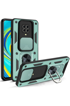 Newface Xiaomi Redmi Note 9 Pro Kılıf Pars Lens Yüzüklü Silikon - Yeşil resmi