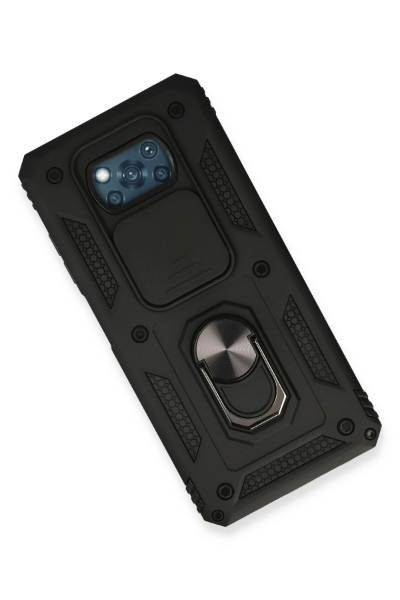 Newface Xiaomi Pocophone X3 Kılıf Pars Lens Yüzüklü Silikon - Siyah resmi