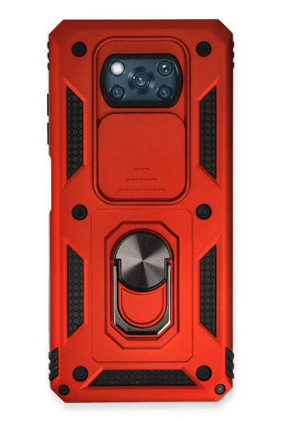 Newface Xiaomi Pocophone X3 Kılıf Pars Lens Yüzüklü Silikon - Kırmızı resmi