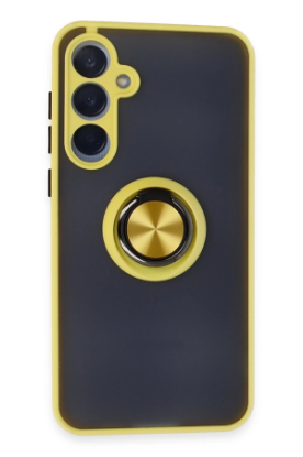 Newface Samsung Galaxy A35 5G Kılıf Montreal Yüzüklü Silikon Kapak - Sarı resmi
